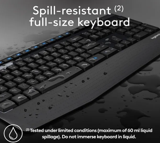 Logitech MK345 Wireless Keyboard and Mouse Combo, 10m Operating Distance, USB Receiver Interface, 1000DPI Sensor Resolution, With Palm Rest, English Arabic Layout, Black | 920-010068 3