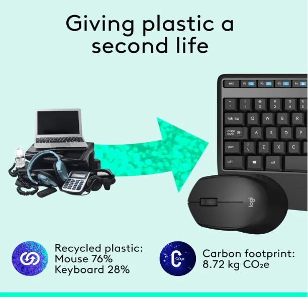 Logitech MK345 Wireless Keyboard and Mouse Combo, 10m Operating Distance, USB Receiver Interface, 1000DPI Sensor Resolution, With Palm Rest, English Arabic Layout, Black | 920-010068 4