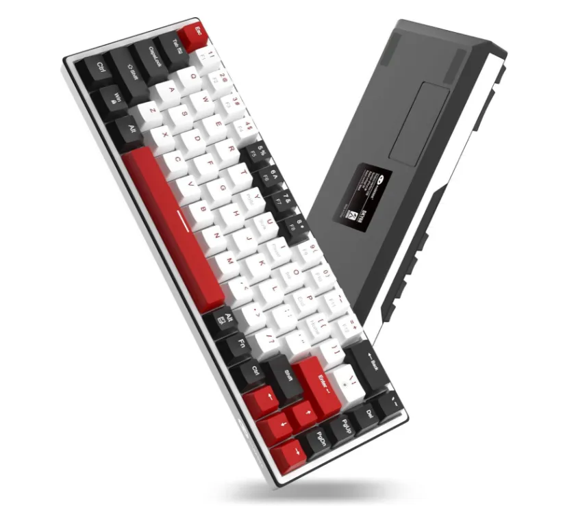 MageGee SKY68 Wired Mechanical Gaming Keyboard, 65% Layout, Blue Switch, Hot-Swappable, 68 Keys, USB, Ice Blue Backlit, Detachable Type-C, English Layout, Black White | SKY68