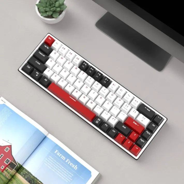 MageGee SKY68 Wired Mechanical Gaming Keyboard, 65% Layout, Blue Switch, Hot-Swappable, 68 Keys, USB, Ice Blue Backlit, Detachable Type-C, English Layout, Black White | SKY68 3