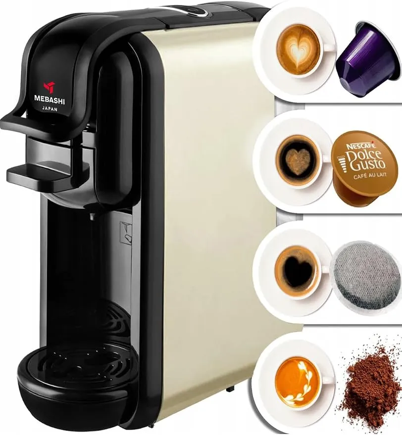 MEBASHI 3-in-1 Multi Capsule Coffee Machine, 0.6 L, 19 Bar, (ME-CEM301W) (Red)|1450W 3