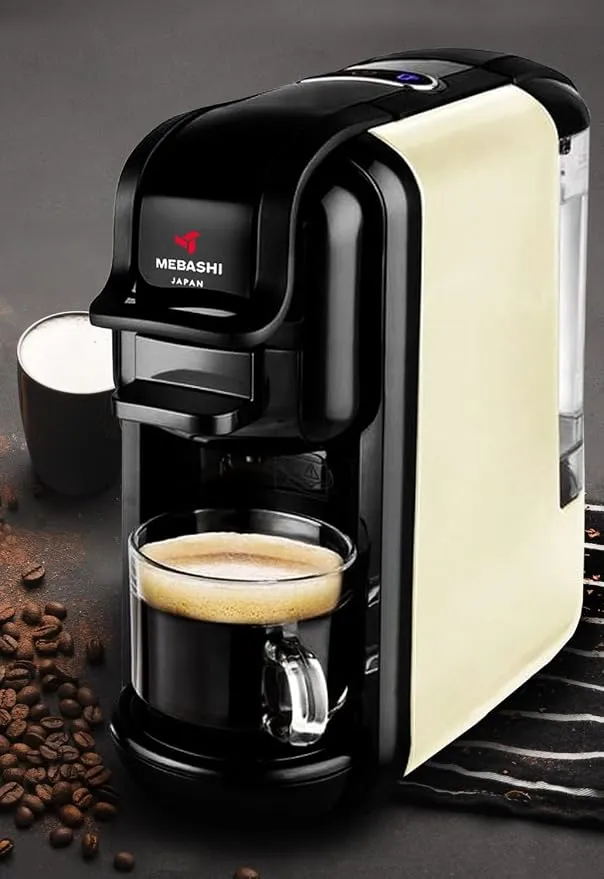 MEBASHI 3-in-1 Multi Capsule Coffee Machine, 0.6 L, 19 Bar, (ME-CEM301W) (Red)|1450W 4