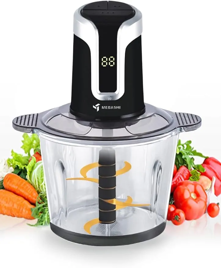 MEBASHI 3 L Chopper, 600W, 3 Speeds With Safety Switch, Stainless Steel Blades.(ME-CH4002) Black