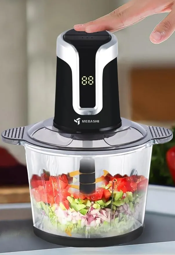 MEBASHI 3 L Chopper, 600W, 3 Speeds With Safety Switch, Stainless Steel Blades.(ME-CH4002) Black 3