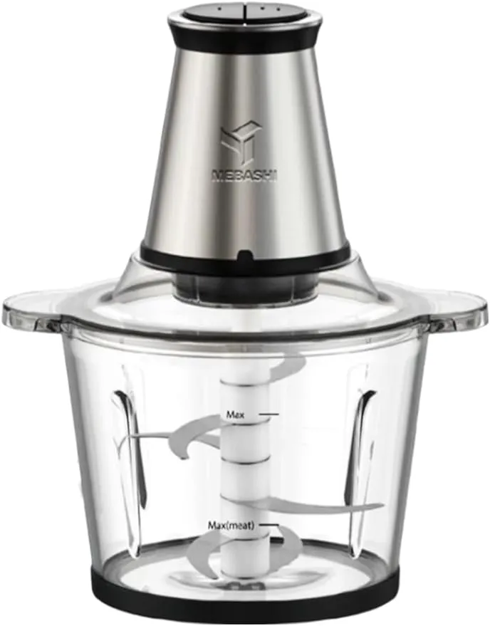 MEBASHI 3L Chopper, Two Speeds, Safety Switch, Stainless Steel Blades, (ME-CH4000) Black(500W)