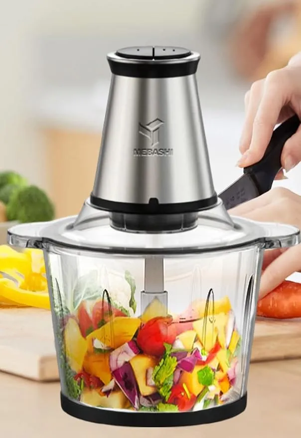 MEBASHI 3L Chopper, Two Speeds, Safety Switch, Stainless Steel Blades, (ME-CH4000) Black(500W) 4