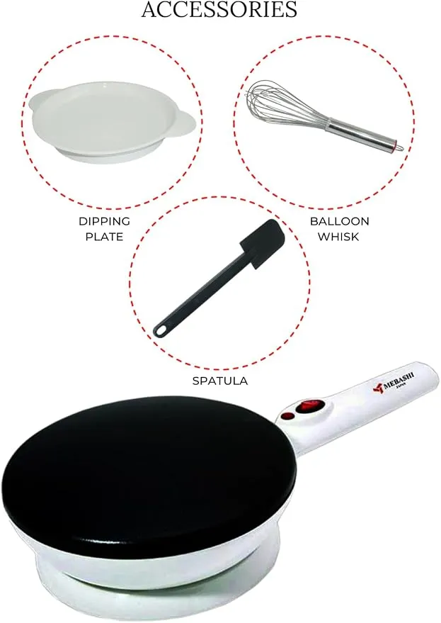 Mebashi 4-Piece Crepe Maker Set 800W ME-CRP333 Grey/White""Min 1 year manufacturer warranty