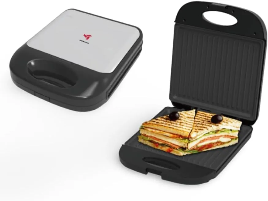 MEBASHI 4-Slice Grill and Toaster – 1400W | Automatic Temperature Control | Cooks 1 to 4 Paninis | Non-Stick Plates | Upright Storage (ME-GT198B4)(1400W)