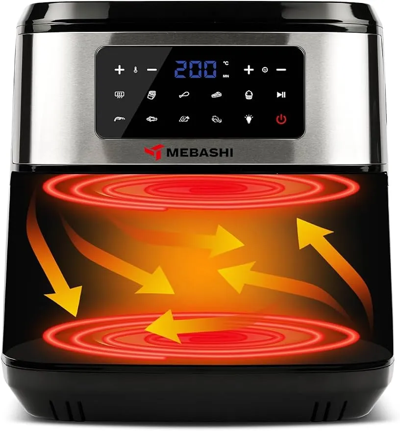 Mebashi 7.5L Air Fryer, Black Silver Air Fryer, Glass Window, Cooking Food Without Oil, 9 Pre-Set Programs (ME-AF971)(1600-1800W) 4
