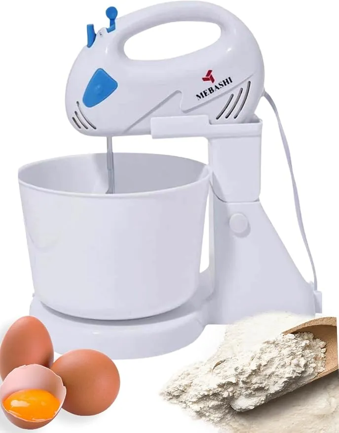MEBASHI 7-Speed Bowl Mixer with One-Touch Beater Ejection – 2L Capacity, Milk White (BWM1606PP)(150W) 2