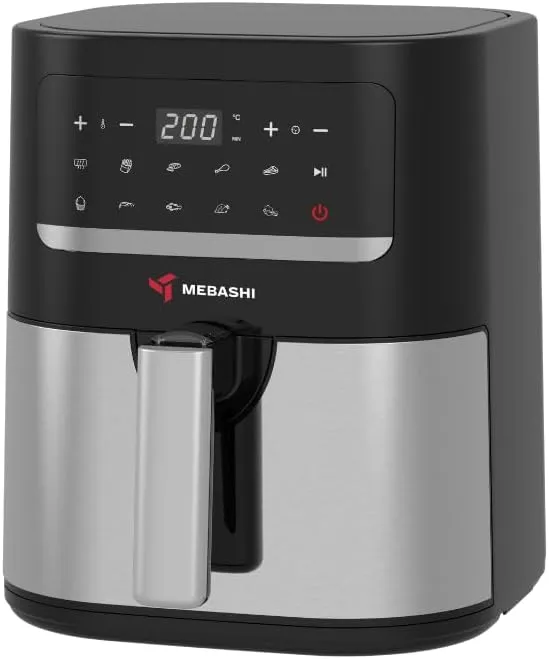 MEBASHI Air Fryer, 1600W 4.5L Capacity, Air Fryer Digital Display, 10 Pre-Set Cooking Programs, Non-Stick Coated Pot, Black Steel (ME-AF984)