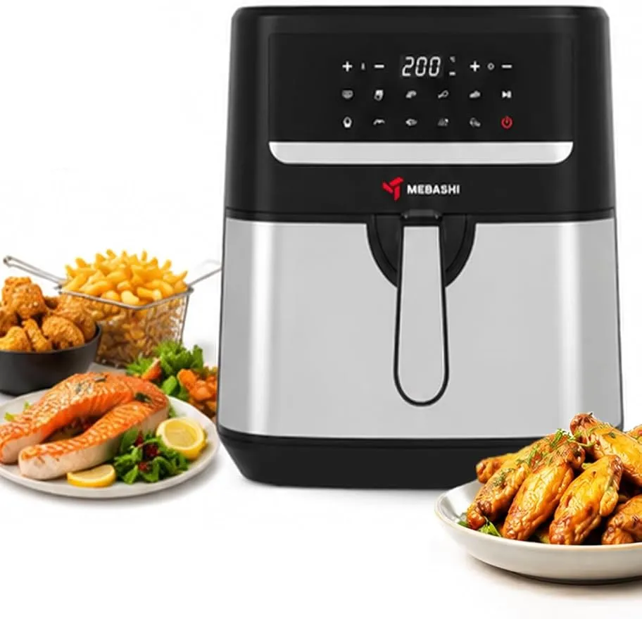 MEBASHI Air Fryer, 9.2 L, Digital Touch Screen, 10 Presets, 1800W, Black Steel (ME-AF986)
