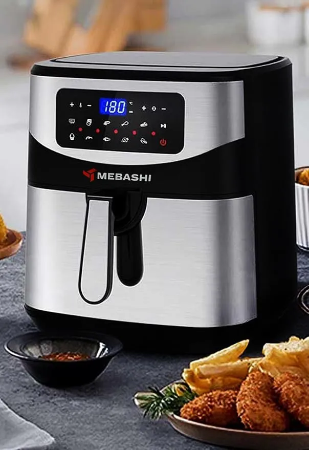 MEBASHI Air Fryer, 9.2L Outer Pot, 7.0L Inner Basket, Digital Touch Screen, 10 Preset Programs, 1600-1800W, Black-Silver (ME-AF959) 3