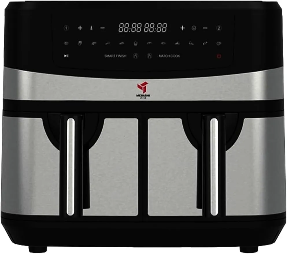 MEBASHI Air Fryer Dual Basket with Digital Screen, 1800W 2 * 4.5L Capacity, Total 9L, Rapid Air Technology,12 Pre-Set Functions (ME-AF997) 2
