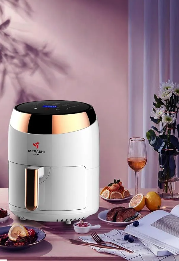 MEBASHI Air Fryer with Digital Touch Screen, 1400W 3.5L Capacity, Timer and Temprature Control, 10 Pre-Set Cooking Programs (ME-AF988) (Black) 3