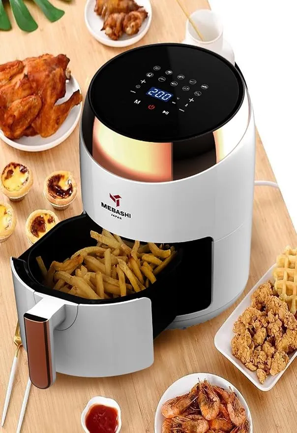 MEBASHI Air Fryer with Digital Touch Screen, 1400W 3.5L Capacity, Timer and Temprature Control, 10 Pre-Set Cooking Programs (ME-AF988) (Black) 4