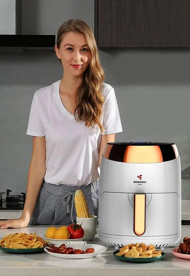 MEBASHI Air Fryer with Digital Touch Screen, 1400W 3.5L Capacity, Timer and Temprature Control, 10 Pre-Set Cooking Programs (ME-AF988) (White) 5
