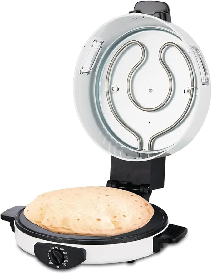 MEBASHI Arabic Bread Maker with 40cm Cooking Plate and Viewing Window -(2200W) White(ME-HBM141) 2