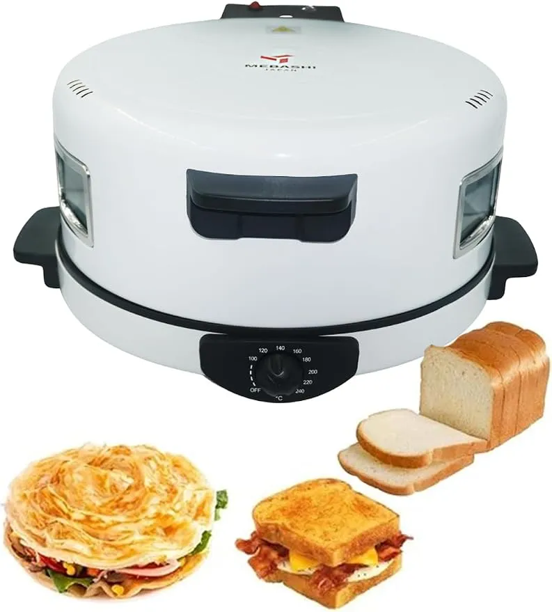 MEBASHI Arabic Bread Maker with 40cm Cooking Plate and Viewing Window -(2200W) White(ME-HBM141) 4