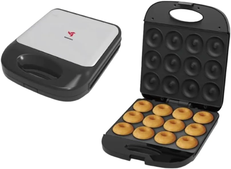MEBASHI Donut Maker, 12 Pcs, 4 Slices, Black Steel, Non-Stick Coating(ME-DOM197B4)(1400W)