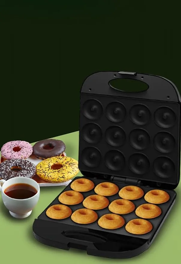 MEBASHI Donut Maker, 12 Pcs, 4 Slices, Black Steel, Non-Stick Coating(ME-DOM197B4)(1400W) 4