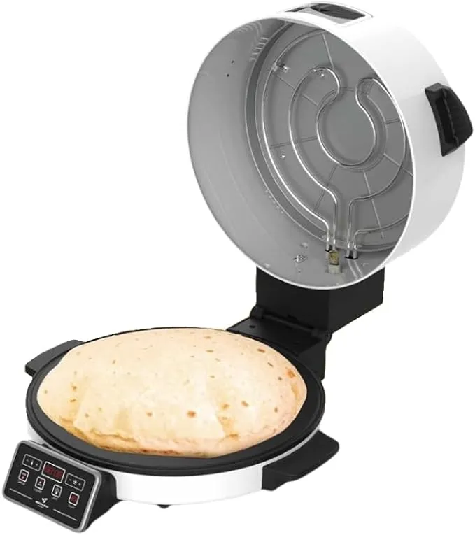MEBASHI Electric Arabic Bread Maker, 40 cm Cooking Plate, LED Display,Full Copper, Touch Control Panel,2200W, White (ME-HBM150)