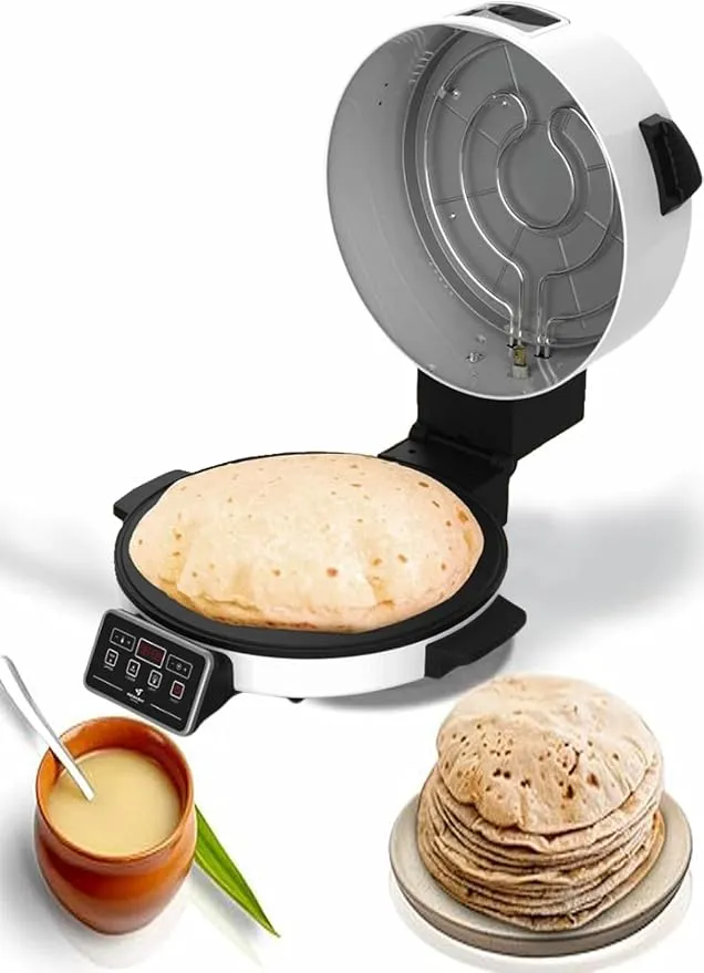 MEBASHI Electric Arabic Bread Maker, 40 cm Cooking Plate, LED Display,Full Copper, Touch Control Panel,2200W, White (ME-HBM150)