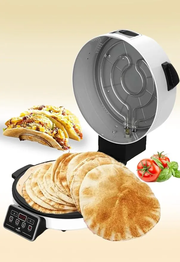 MEBASHI Electric Arabic Bread Maker, 40 cm Cooking Plate, LED Display,Full Copper, Touch Control Panel,2200W, White (ME-HBM150) 3