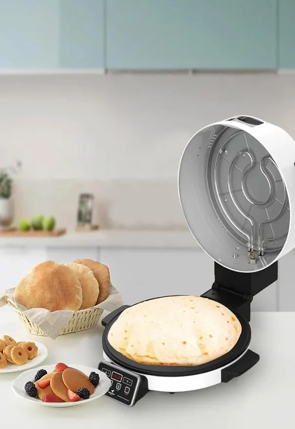 MEBASHI Electric Arabic Bread Maker, 40 cm Cooking Plate, LED Display,Full Copper, Touch Control Panel,2200W, White (ME-HBM150) 4