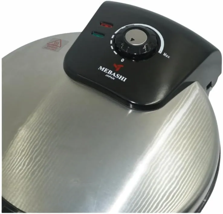 MEBASHI Electric Non-Stick Roti/Dosa Maker – 1600W Multi-Function Appliance for Roti, Dosa, Omelette, and Crepes with Chromed Aluminum Press Handle(ME-RM102-S) (1600W) 3
