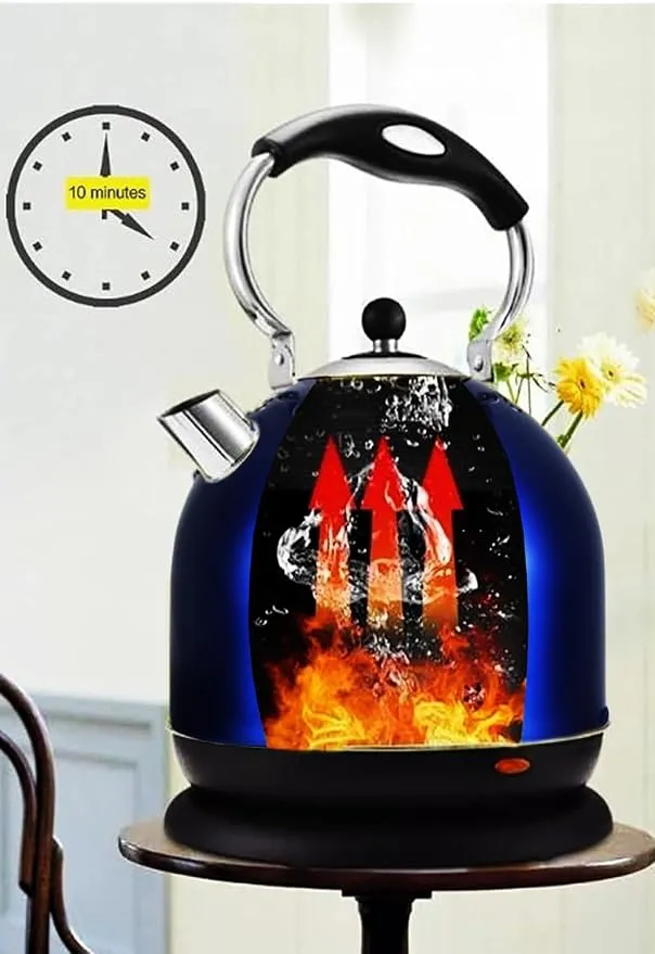 MEBASHI Electric Steel Kettle | 4L Blue Kettle with Auto Lid-Opening, Dual Water Gauge & Heat Plate Indicator (ME-KT5002B) (1850-2200W) 3