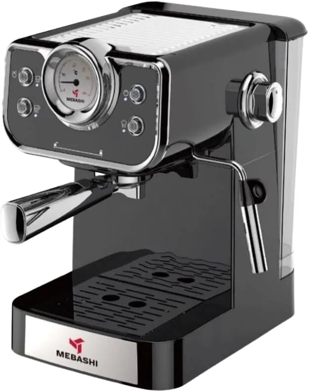 MEBASHI Espresso Coffee Machine - 1.5L, 20 Bar, Black with Dual Stainless Steel Filters and Thermometer (ME-ECM2039) (Black)|1100W