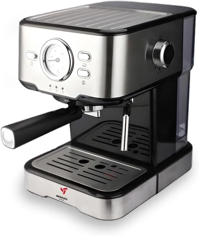 MEBASHI Espresso Coffee Machine - 20 Bar ULKA Italy Pump, 1.5L, Chrome Black with Dual-Stainless Steel Filter and Thermometer (ME-ECM2021)(1100W) 5