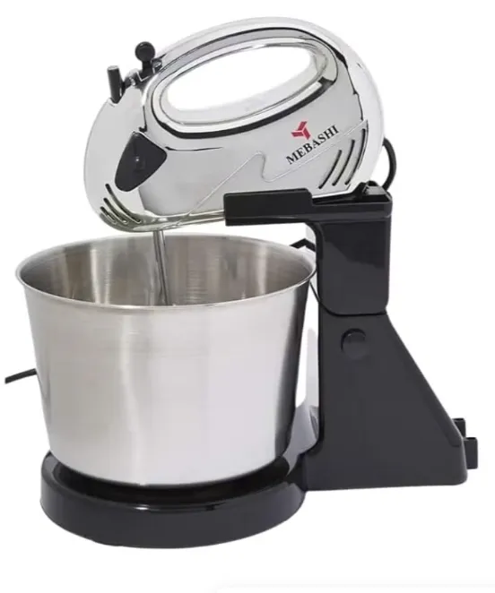 MEBASHI ME-BWM1602SS Bowl Mixer, 2L Stainless Steel Bowl, 150W, Silver/Black