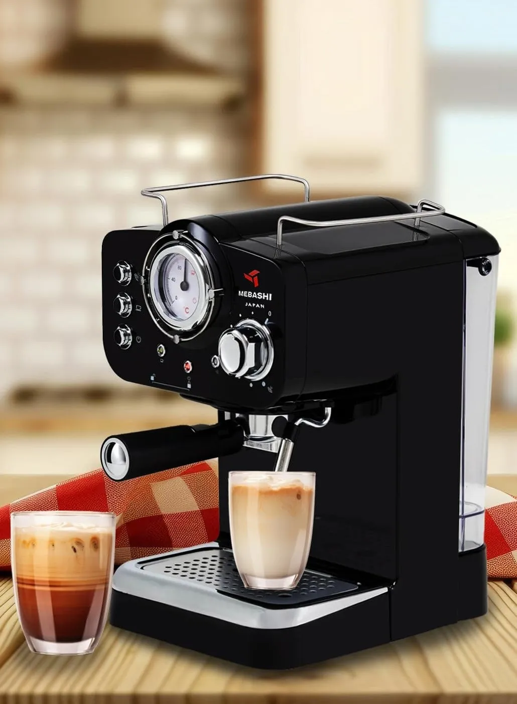 MEBASHI ME-ECM2009R Espresso Coffee Machine - 20 Bar Pressure, 1.25L Capacity, with Aluminium Alloy Boiler and Dual-Stainless Steel Filter (black)| 1100 3