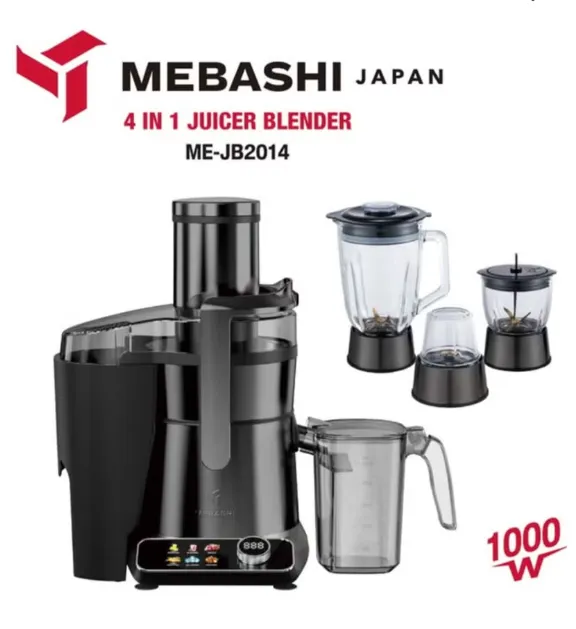 Mebashi ME-JB2014 GRY 4-in-1 Juicer Blender with Touch Panel, 1000W, 1.5L, Metallic Gray