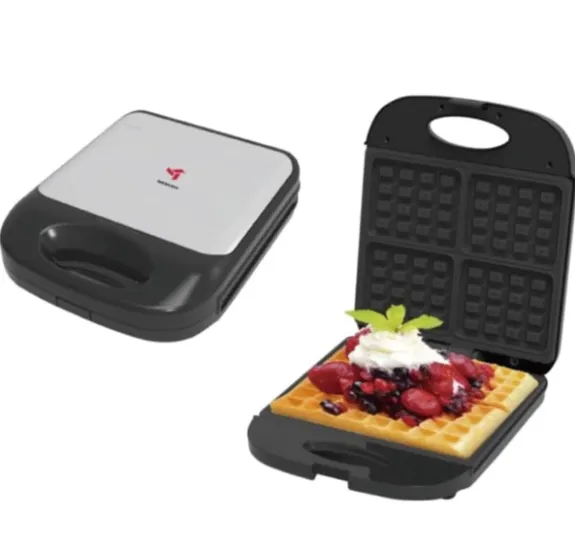Mebashi ME-WAM196B4 4-Slice Waffle Maker, 1400W, Black Steel