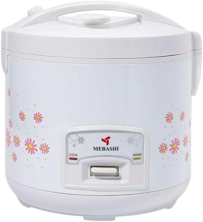 MEBASHI RC722 Electric Rice Cooker with Deluxe Features, Button Control, and Non-Stick Inner Pot – White(PureCook RC722)(900W)