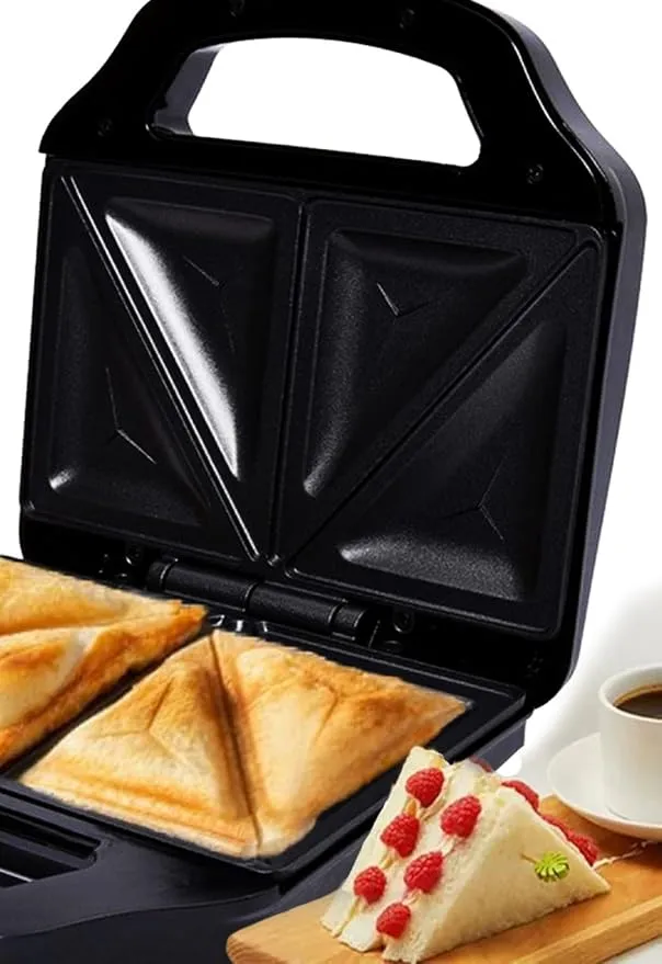 MEBASHI Sandwich Maker – 800 Watt | Cool Touch Handle | Non-Stick Plates | Makes 2 Sandwiches (ME-SW1002B)(700W)  3