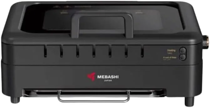 MEBASHI TurboGrill BQ101 Indoor Barbeque Grill with Auto Rotatory Heat and Non-Stick Coating – Black(BQ101)(900W)