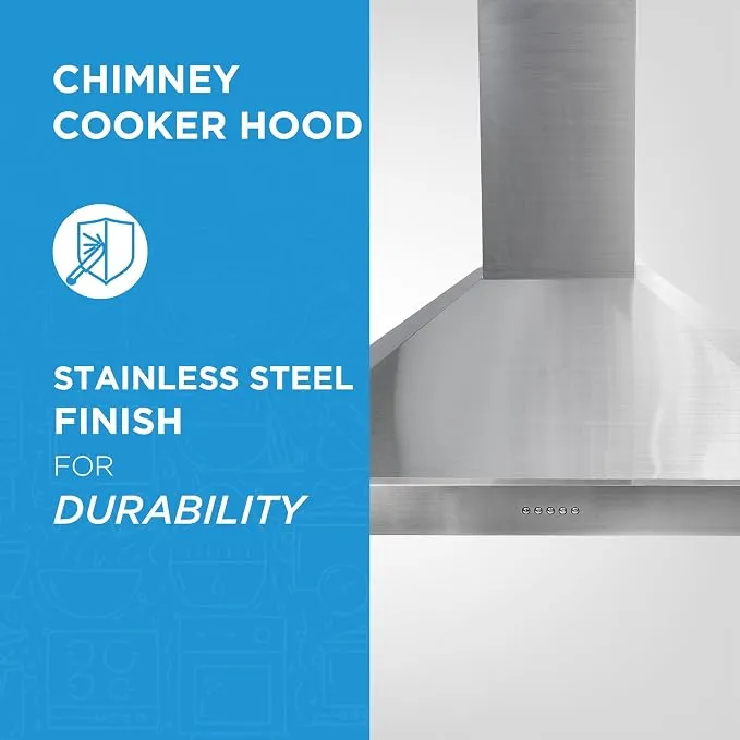 Midea 90cm Cimney Stainless Cooker Hood – E90AEW2A43