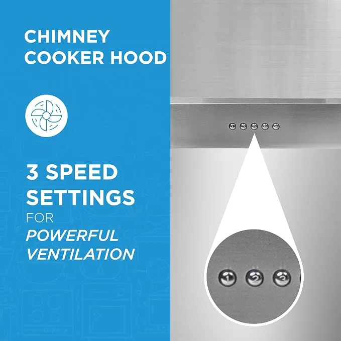 Midea 90cm Cimney Stainless Cooker Hood – E90AEW2A43 3