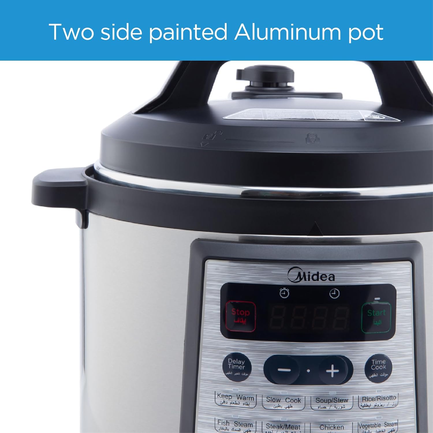 Midea MY-CS8001WP 8L 20-in-1 Multifunction Electric Pressure Cooker, 1200W, 20 Smart Preset Menus, LED Touch Control, 1.5mm Non-Stick Aluminium Inner Pot, Auto Keep Warm, Silver 4