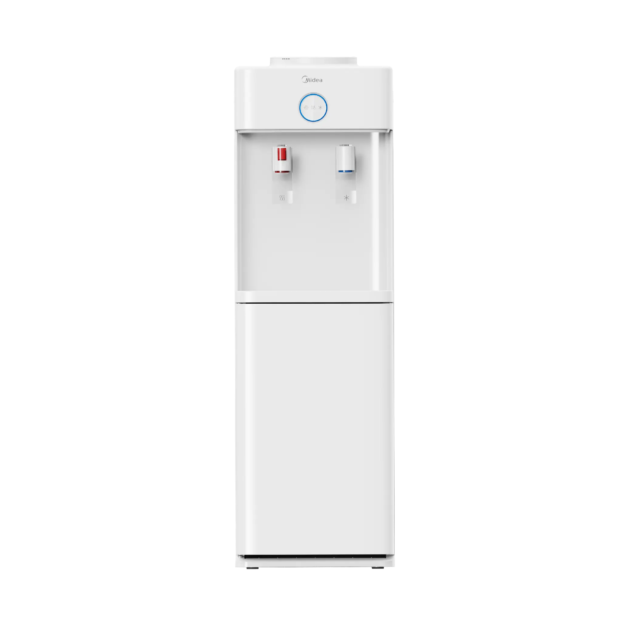 Midea YL2436S-W(W)-G Top Loading Water Dispenser – White Hot & Cold Water Dispenser with Compressor Cooling, Stainless Steel Water Tanks, 35L Storage Cabinet, Child Safety Lock, Energy Saving Switches & LED Indicators