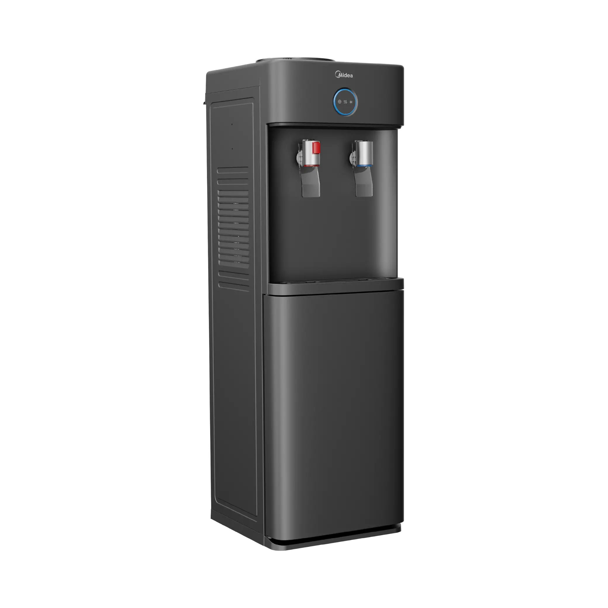 Midea YL2436S-WB-G Top Loading Water Dispenser – Black Hot & Cold Water Dispenser with Compressor Cooling, Stainless Steel Water Tanks, 35L Storage Cabinet, Child Safety Lock, Energy Saving Switches & LED Indicators