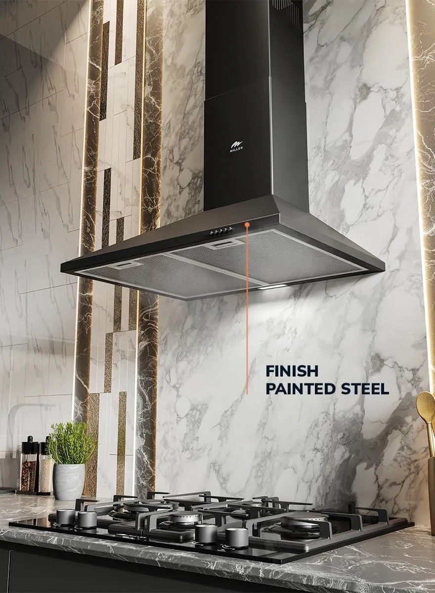 Millen 60cm Black Chimney Range Hood MKH 604BL 3