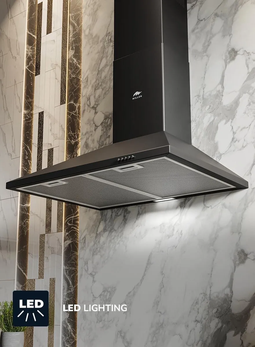 Millen 60cm Black Chimney Range Hood MKH 604BL 4