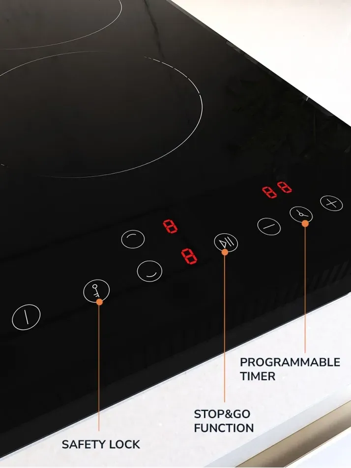 Millen Built-In Electric Hob 30cm Black Glass – MEH301BL 2 Heating Zones 3000W Touch Control 4