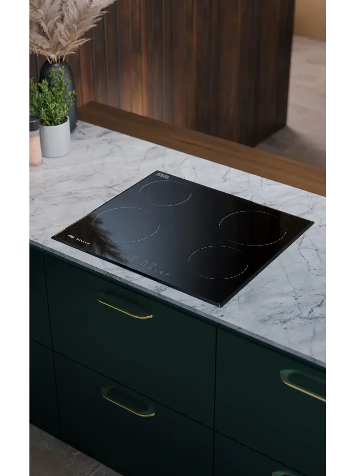 Millen built in electric hob 60cm black glass 6000w MEH 601BL 2