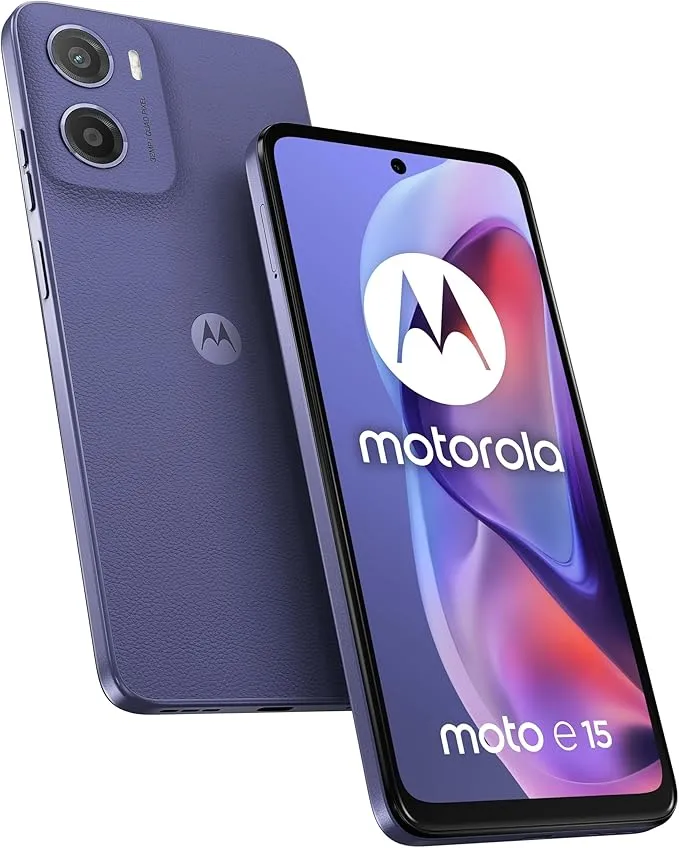 Motorola Moto E15 4G Smartphone 2GB RAM 64GB Storage Dual SIM – 6.67-inch HD+ Display, 32MP AI Camera, 5200mAh Battery, Fast Charging, 3
